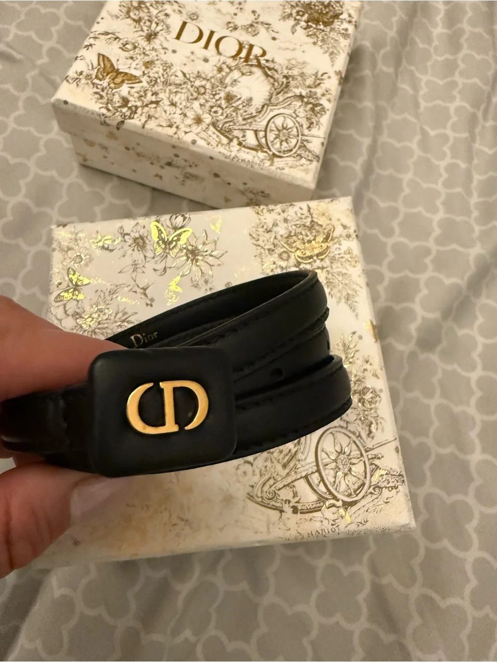Dior Bobby fine calfskin Slim Belt with Gold-Tone
